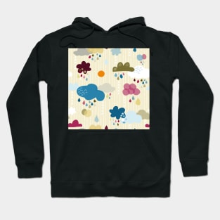 colorful clouds with raindrops Hoodie